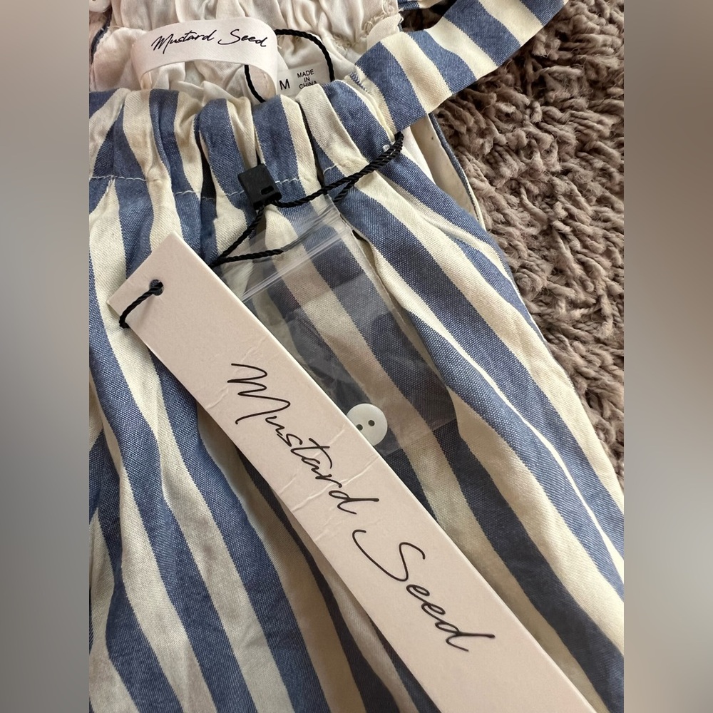 Adorable NWT Blue and White, Drop Waist Cotton Striped Halter Dress. M. - Picture 15 of 16